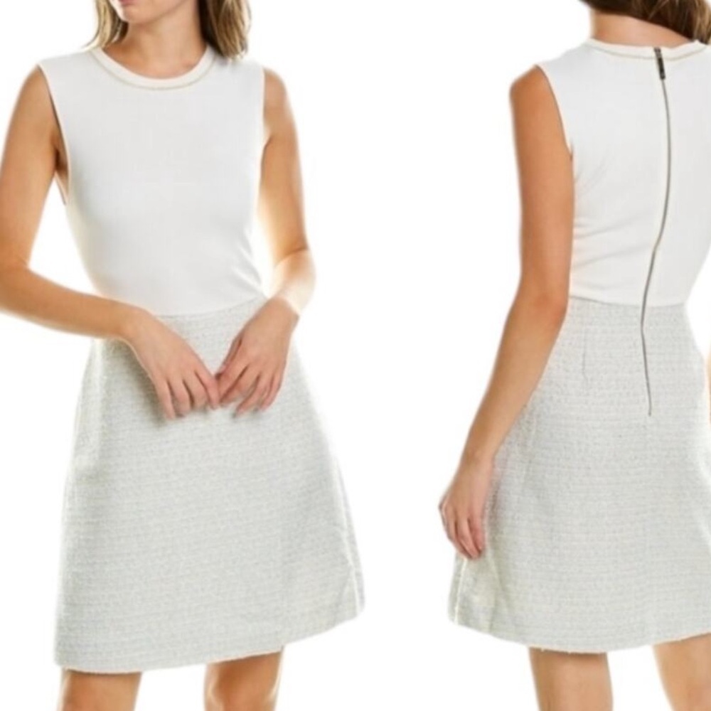 Ted Baker Elegant White and Silver Sleeveless Dress